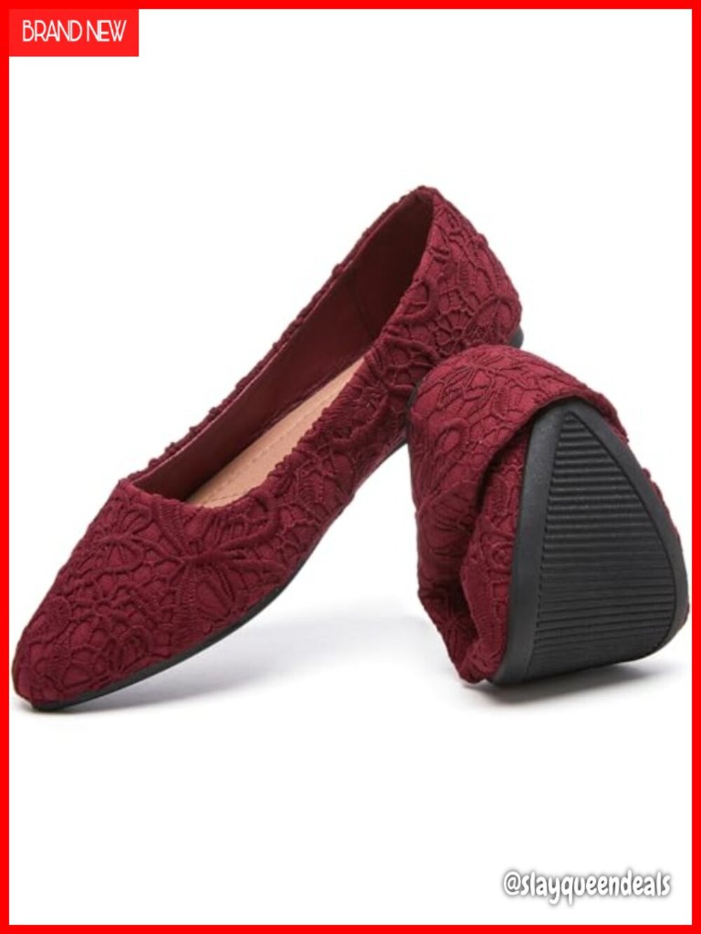 Womens Lace Mesh Ballet Flats Pointed Toe Embroidered Casual Dress Shoes
